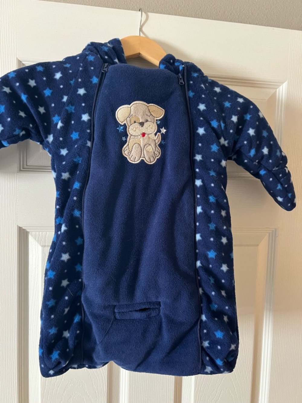 Navy Star Puppy Fleece Infant Bunting